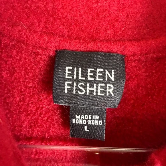 Eileen fisher red wool button up jacket preowned size large - Picture 4 of 9